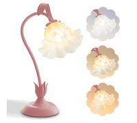 Lampe de table fleurie, LED LECTURE LECTURE LETTRE LETURE VINTAGE FLOWN Light Night, 3 couleurs Modes Kawaii Lempes de chevet décor, salon chambre à coucher lampes à table de chambre décoration