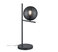 Lampe de table fumée lampe de chevet lampe de table boule de verre fumée, chambre métal verre anthracite, 1x douille E14, DxH 18x52cm
