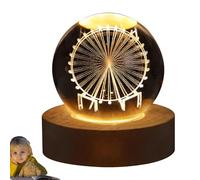 Lampe de table Globe avec base en bois - Lampe boule de | Lumière de nuit boule de | Lampes de lumière de lune 3D pour amis amant cadeau d'anniversaire nouveauté décoration de