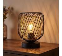 Lampe de table LED, lampe de salon, design grillagé, métal noir, H 24,5 cm