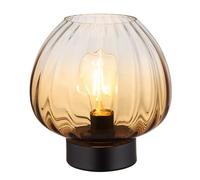 Lampe de table en verre Lampe de chevet Chambre ambre noir, interrupteur, métal, douille E27, DxH 23x23,5 cm