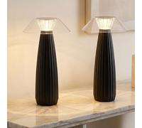 Lampe De Table Globo LED Set De 2, Lampe Tactile Avec USB, Noir, 28 Cm