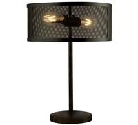 Lampe de table grille noir Lampe de chevet rétro Lampe de chambre à coucher noir, métal, 2x E27 douille, DxH 35x50 cm