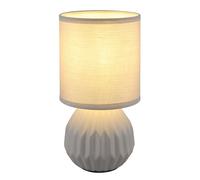 Lampe de table grise céramique Lampe de chevet Lampe d'appoint Lampe de salon textile, 1x E14, DxH 12 x 23 cm