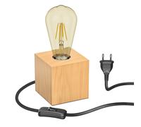 Lampe de table HITO bois massif rectangulaire incl. lampe E27 rétro or extra