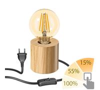 Lampe de table HITO bois massif ronde incl. lampe LED or max. 818lm variateur