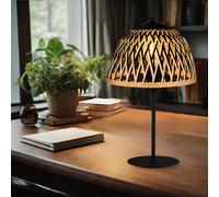 Lampe de Table Holzleuchte Bambou Lampe de Salon Noir Nature H 35 CM
