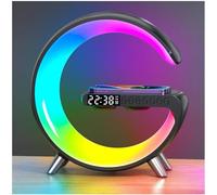 Lampe de Table Intelligente Avec Chargeur Sans Fil,lampe d'ambiance,lampe de table LED intelligente,Veilleuse à Intensité Variable Avec Synchronisation de la Musique par Bluetooth et Contrôle par App