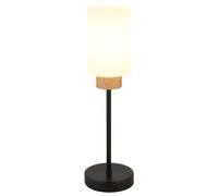 Lampe de table Interrupteur Lampe de chevet Métal noir mat Bois Chêne H 42 cm