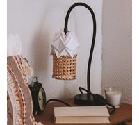 Lampe de table kikyo flexible et petit abat-jour ori en papier et cannage