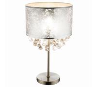 Lampe de table Lampadaire Tissu Feuille d'argent Projecteur Cristaux en set, ampoules LED incluses