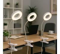 Lampe de Table Lampe à Pince Blanc Salon Blanc Flexo Réglable LED 3er Set