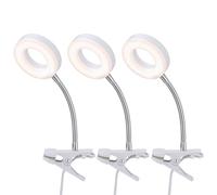 Lampe de table lampe à pince blanche lampe à pince salon LED avec fiche lampe de lecture, spot mobile, métal , 1x LED 4W 330Lm 3000K, DxH 9x21 cm, 3er Set