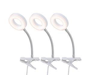 Lampe de table lampe à pince blanche lampe à pince salon LED avec fiche lampe de lecture, spot mobile, métal , 1x LED 4W 330Lm 3000K, DxH 9x21 cm, 3er Set