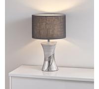 Lampe de Table Feu Latéral Argent Céramique Chambre à Coucher Toile