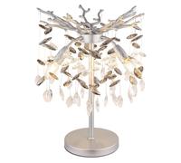 Lampe de table, lampe d'appoint, cristaux de verre argentés fumés, H 50 cm