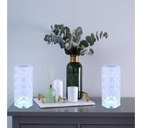 Lampe de table LED à intensité variable Touch Lampe de table Lampe de salon Cristal Lampe de chevet Lampe à piles, câble USB, couleurs RGBW, DxH 7,3 x 15,8 cm, 2 pièces