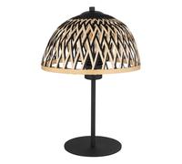 Lampe de table lampe d'appoint en bambou lampe de salon noire lampe de bureau rétro, métal couleur naturelle, 1x douille E27, DxH 25x37 cm