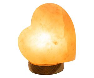 Lampe de table lampe d'appoint en cristal de sel lampe de table en bois forme de coeur, naturel, douille E14, LxPxH 17,8x11,4x19 cm