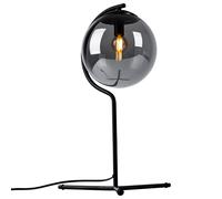 Lampe de table Lampe d'appoint Lampe de chambre à coucher Verre Lampe de table Salon, métal noir fumé, 1x E14, H 50 cm