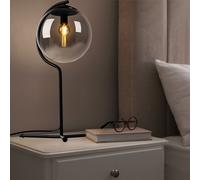 Lampe de table Lampe d'appoint Lampe de chambre à coucher Verre Lampe de table Salon, métal noir fumé, LED 4W 350Lm blanc chaud, H 50 cm
