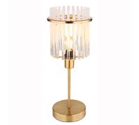 Lampe de table, lampe d'appoint, lampe de chevet, lampe de chambre, lampe de salon, tiges de verre en métal doré, 1x E14, H 37,5 cm