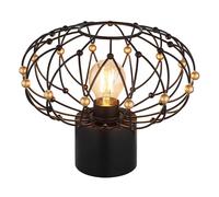 Lampe de table, lampe d'appoint, lampe de chevet, métal, noir mat, vannerie dorée, D 28 cm