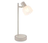 Lampe de table, lampe d'appoint, lampe de chevet, motif floral, verre couleur sable, orientable, aspect bois