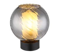 Lampe de table, lampe d'appoint, lampe de lecture, métal, noir mat, verre fumé, H 22 cm