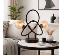 Lampe De Table Lampe D'Appoint Lampe De Salon 2X LED Boules En Verre Amber Noir