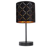 Lampe de table Lampe d'appoint LED Lampe de table Lampe de salon Lampe à motifs Lampe design avec abat-jour textile, métal noir, 5W 470lm blanc chaud, DxH 15x35 cm