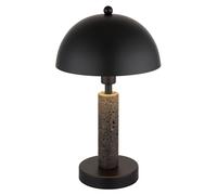 Lampe de table lampe d'appoint noire lampe de table lampe de salon pierre de travertin, métal, 1x douille E14, DxH 20x34 cm