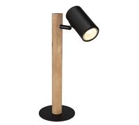 Lampe de table, lampe de bureau, lampe de bureau, lampe de chevet, lampe en bois, métal noir, bois marron foncé, spot mobile GU10, H 35 cm