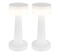 Lampe de table lampe de bureau lampe de table lampe de lecture lampe de salon, plastique blanc, batterie USB dimmable CCT, 1x LED 1W 55Lm blanc chaudblanc froid, H 21,5 cm, lot de 2