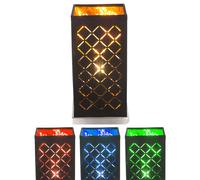 Lampe de table Lampe de chambre à coucher textile noir or RGB LED Télécommande gradable, métal, 1x RGB LED E14 4W 300lm, LxlxH 11x11x25