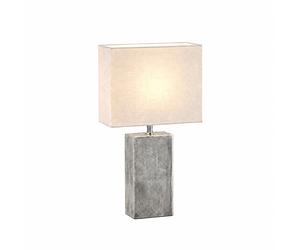 Lampe de table, lampe de chambre, interrupteur sur câble, argent, tissu blanc, H 50 cm