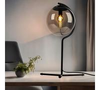 Lampe de table Lampe d'appoint Lampe de chambre à coucher Verre Lampe de table Salon, métal noir fumé, 1x E14, H 50 cm