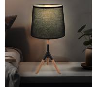 Lampe de table, lampe de chambre, lampe d'appoint, métal, bois, H 45 cm, trépied