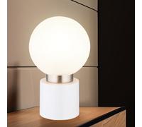 Lampe de Table Chambre Feu Latéral Métal Nickel Blanc H 24,5 CM