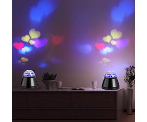 Lampe de table, lampe de chambre, lampe décorative avec coeurs, lampe pour enfants, lumière de projection, noir, 1x LED 4 W, DxH 10x10,5 cm, lot de 2