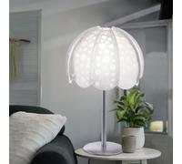 Lampe De Table Lampe De Chevet 1X E14 Textile Blanc Argent Trou