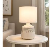 Lampe De Table Lampe De Chevet Applique E14 Blanche Textile Céramique H 31,5 Cm