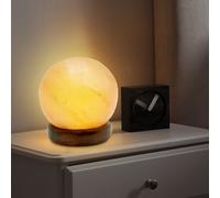 Lampe De Table Lampe De Chevet Boule En Cristal De Sel Décor LED Bois