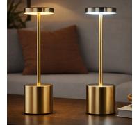Lampe de table LED or Lampe de salon Lampe de chevet Lampe de chambre à coucher, couleurs de lumière réglables, blanc chaud - blanc froid, DxH 8 x 34,3 cm, lot de 2