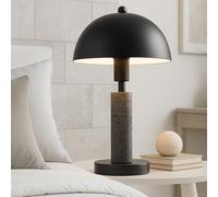 Lampe de table lampe d'appoint noire lampe de table lampe de salon pierre de travertin, métal, 1x douille E14, DxH 20x34 cm