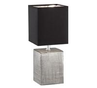 Lampe de table lampe de chevet en céramique argentée lampe de salon lampe de lecture, textile noir, 1x E14, LxPxH 14 x 14 x 35 cm