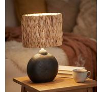 Lampe de table céramique noire jacinthe d'eau Lampe de chevet lampe d'appoint, couleur naturelle, 1x E14, LxH 23 x 38,5 cm