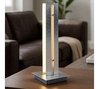 Lampe de table lampe de chevet LED lampe en verre variateur tactile 3 niveaux dimmable, aluminium argent, 1x LED 12W 800Lm 3000K, LxlxH 15x15x37 cm, WOFI 8379.02.70.7000 
