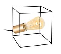 Lampe de table lampe de chevet lampe d'appoint cage métal noir cube doré E27