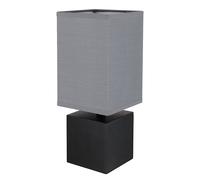 Lampe de table lampe de chevet lampe d'appoint moderne abat-jour noir, lampe de bureau cube en bois, textile anthracite, 1x douille E27, LxlxH 12x12x30 cm